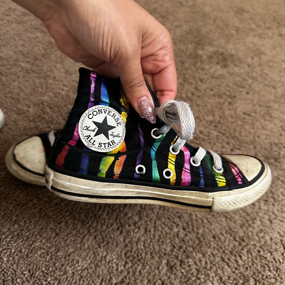 Converse Black and Pink High-Top Sneakers